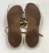 Load image into Gallery viewer, Authentic Tory Burch Womens Lowell Gold Brown Ankle Strap Sandal Sz 9.5M Stained