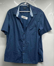 Load image into Gallery viewer, Van Heusen Mens Blue Geometric Print Slim-Fit Collared Dress Shirt Size XL