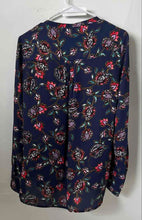 Load image into Gallery viewer, Express Womens Multicolor Floral Long Sleeve Tie Neck Blouse Top Size S