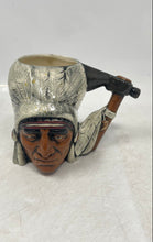 Load image into Gallery viewer, RTK Treasures Hand Painted Indian Head Feathers Tomahawk Ceramic Mug