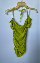 Load image into Gallery viewer, Zara Womens Green Sleeveless Halter Neck Ruched Mini Dress Size S With Tag