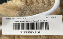 Load image into Gallery viewer, Guess Womens Beige Long Sleeve Collared Fur Lined Full-Zip Leather Jacket Size L