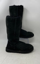 Load image into Gallery viewer, UGG Womens Classic 5815 Black Leather Round Toe Pull-On Winter Boots Size 7