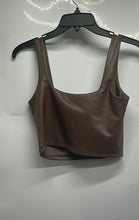 Load image into Gallery viewer, Express Womens Body Contour Brown Faux Leather Cropped Tank Top Size Small