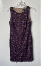 Load image into Gallery viewer, Lauren Ralph Lauren Womens Purple Back Zip Sleeveless Sheath Dress Size 8P