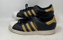 Load image into Gallery viewer, Adidas Mens Superstar HP5498 Black Gold Lace-Up Low Top Sneaker Shoes Size 12