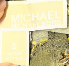 Load image into Gallery viewer, Michael Kors Womens Green Chain Print Long Sleeve Keyhole Neck Blouse Top Size S