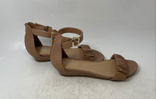 Load image into Gallery viewer, Kenneth Cole Reaction Womens Scrunch Brown Wedge Ankle Strap Sandals Size 9