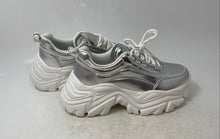 Load image into Gallery viewer, K Kip Wok Womens Silver White Lace-Up Chunky Platform Sneakers Shoes Size 8