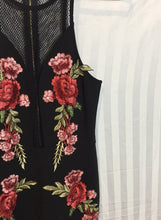 Load image into Gallery viewer, Forever 21 Womens Black Embroidered Sleeveless Illusion Neck Mini Dress Size S