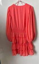 Load image into Gallery viewer, Vince Camuto Womens Peach Swiss Dot Balloon Sleeve V-Neck Ruffle Mini Dress Sz M