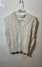 Load image into Gallery viewer, Jessica Simpson Womens Beige Cable-Knit Sleeveless V-Neck Vest Sweater Size L