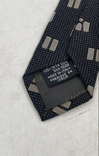 Load image into Gallery viewer, Giorgio Armani Mens Gray Geometric Print Silk Keeper Loop Adjustable Pointed Tie