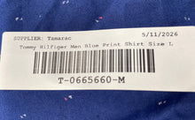 Load image into Gallery viewer, Tommy Hilfiger Mens Blue Print Untucked Length Dress Shirt Size L 16 34/35