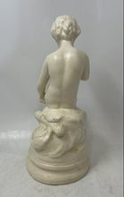 Load image into Gallery viewer, Antique White Ceramic Nude Boy Threatening Cupid Decorative Figurine