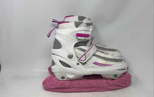 Load image into Gallery viewer, Lake Placid Kids White Pink Adjustable Buckle Ankle Inline Ice Skates Size 4