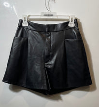 Load image into Gallery viewer, Zara Womens Black Faux Leather Pockets High-Waisted Mom Shorts Size Small