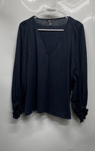 Load image into Gallery viewer, Banana Republic Womens Dark Blue Balloon Sleeve V-Neck Blouse Top Size Small