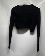 Load image into Gallery viewer, Zara Womens Black Ribbed Long Sleeve V-Neck Cropped Cardigan Sweater Size M