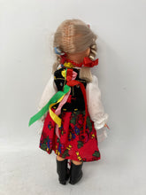 Load image into Gallery viewer, Vintage European Souvenir Blonde Blue Eyes Fashion Doll With Outfit