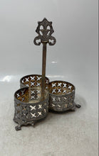 Load image into Gallery viewer, Silver-Tone 3-Compartment Center Handle Condiment Caddy Or Cruet Serving Tray