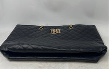 Load image into Gallery viewer, Badgley Mischka Womens Black Quilted Leather Double Handle Tote Handbag
