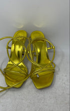 Load image into Gallery viewer, JLO Womens Gold Open Toe High Stiletto Heels Ankle Ties Strappy Sandals Sz 8.5 M