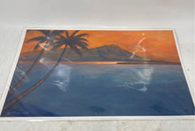 Load image into Gallery viewer, Artistic Impression Of A Beach Scene With Palm Trees And Reflection By D. Dano