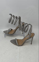Load image into Gallery viewer, Steve Madden Womens Bali Silver Rhinestone High Heel Strappy Sandals Size 7M