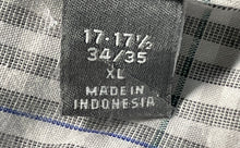 Load image into Gallery viewer, Michael Kors Mens Gray White Plaid Cotton Dress Shirt Size XL 17-17.5 34/35