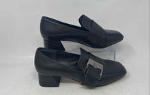 Load image into Gallery viewer, Deltan Womens Veronica Black Leather Slip-On Flared Block Pump Heels Size 8.5 M
