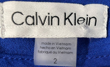 Load image into Gallery viewer, Calvin Klein Womens Blue Long Balloon Sleeve Tie Waist V-Neck Shirt Dress Size 2