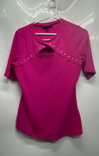 Load image into Gallery viewer, INC International Concepts Womens Pink Ribbed Short Sleeve Blouse Top Size M
