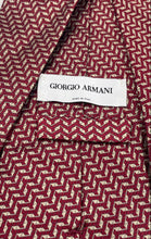 Load image into Gallery viewer, Giorgio Armani Mens Red Beige Geometric Silk Keeper Loop Adjustable Pointed Tie