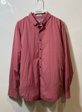 Load image into Gallery viewer, Express Mens Red Plaid Long Sleeve Collared Fitted Dress Shirt Size L 16-16.5