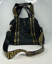 Load image into Gallery viewer, Versace Parfums Womens Black Inner Pockets Bottom Studs Tote Handbag
