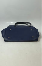 Load image into Gallery viewer, Fiore Womens Blue Black Leather Bottom Studs Top Handle Satchel Bag