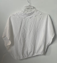 Load image into Gallery viewer, Zara Womens White Short Sleeve Collared Wrap Cropped Blouse Top Size Large