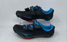 Load image into Gallery viewer, Venzo Unisex Shimano SPD SL Black Blue Road Cycling Shoes Size M6 W7.5