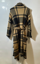Load image into Gallery viewer, Liz Claiborne Womens Brown & Black Plaid Long Sleeve Belted Trench Coat Size PXL