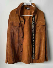 Load image into Gallery viewer, Karl Lagerfeld Womens Brown Corduroy Long Sleeve Snap Front Jacket Size Medium