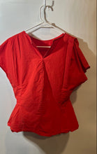 Load image into Gallery viewer, Zara Womens Red Cotton Short Flared Sleeve Crew Neck Blouse Top Size Medium