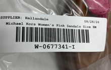 Load image into Gallery viewer, Michael Kors Womens MK Plate Pink Leather Open Toe Flat Thong Sandals Size 8M