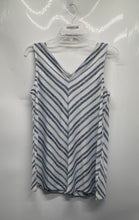 Load image into Gallery viewer, Jones New York Womens White Gray Striped Print Sleeveless Pullover Blouse Top S