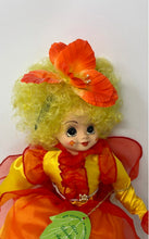 Load image into Gallery viewer, Curly Hair Soft Body Plush Baby Doll For Girls Yellow Red Flower Costume