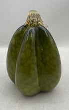 Load image into Gallery viewer, Green Glass Speckled Pattern Hand Blown Home Decorative Pumpkin With Curly Stem