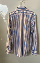 Load image into Gallery viewer, Robert Graham Mens Blue White And Purple Striped Button-Up Shirt Size Medium