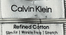 Load image into Gallery viewer, Calvin Klein Mens White Black Striped Slim Fit Dress Shirt Size M 15.5 32/33