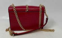 Load image into Gallery viewer, Aldo Womens Miyabel Red Croc Embossed Patent Leather Chain Strap Crossbody Bag