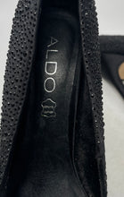 Load image into Gallery viewer, Aldo Womens Black Rhinestone Round Toe Slip-On High Stiletto Pump Heels Size 6